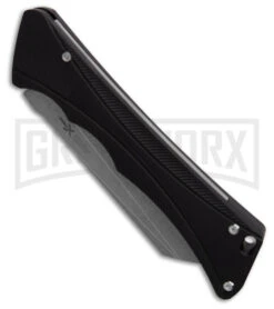 Italian Blade Shop -Italian Blade Shop AKC Smarty Automatic Knife Black Aluminum 3.3in Stonewash BHQ 180893 hd spine large