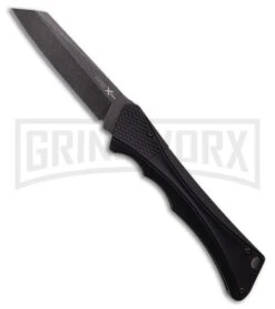 Italian Blade Shop -Italian Blade Shop AKC Smarty Automatic Knife Button Lock Black Aluminum Stonewash kc large