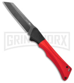 Italian Blade Shop -Italian Blade Shop AKC Smarty Automatic Knife Red w Black Bolster 3.3in Black Stonewash BHQ 184758 hd large