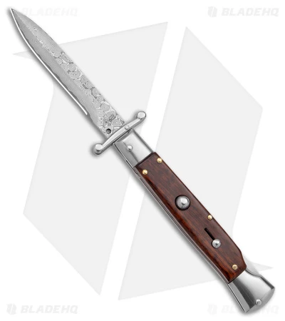 AKC Swinguard 9" Snakewood (Damascus Bayonet Blade) -Italian Blade Shop AKC Swinguard 9in Snakewood Damascus Bayo GX 4274 jr