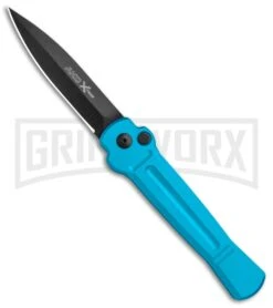 Italian Blade Shop -Italian Blade Shop AKC X treme Ace Auto Light Blue Black ACE LBLB BHQ 115396 jr large